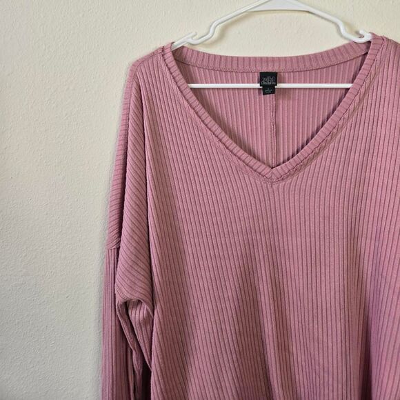 Wild Fable Slouchy Relax Fit Ribbed V Neck Oversized Lightweight Sweater Small - Picture 2 of 5
